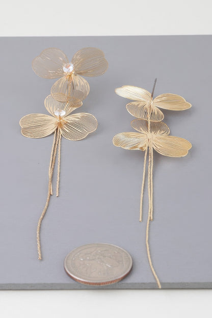 Double Jewel Flower Drop Earrings