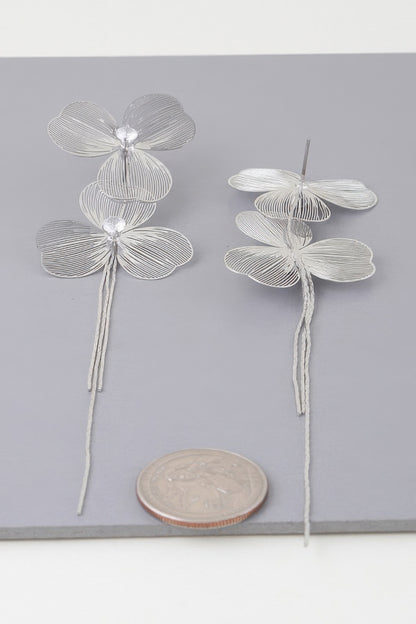 Double Jewel Flower Drop Earrings