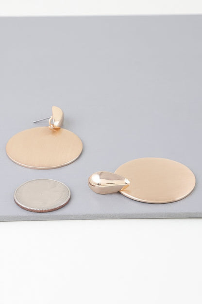 Modern Sleek Disc Drop Earrings