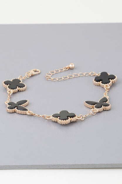 Multi Stone Clover Charm Bracelet