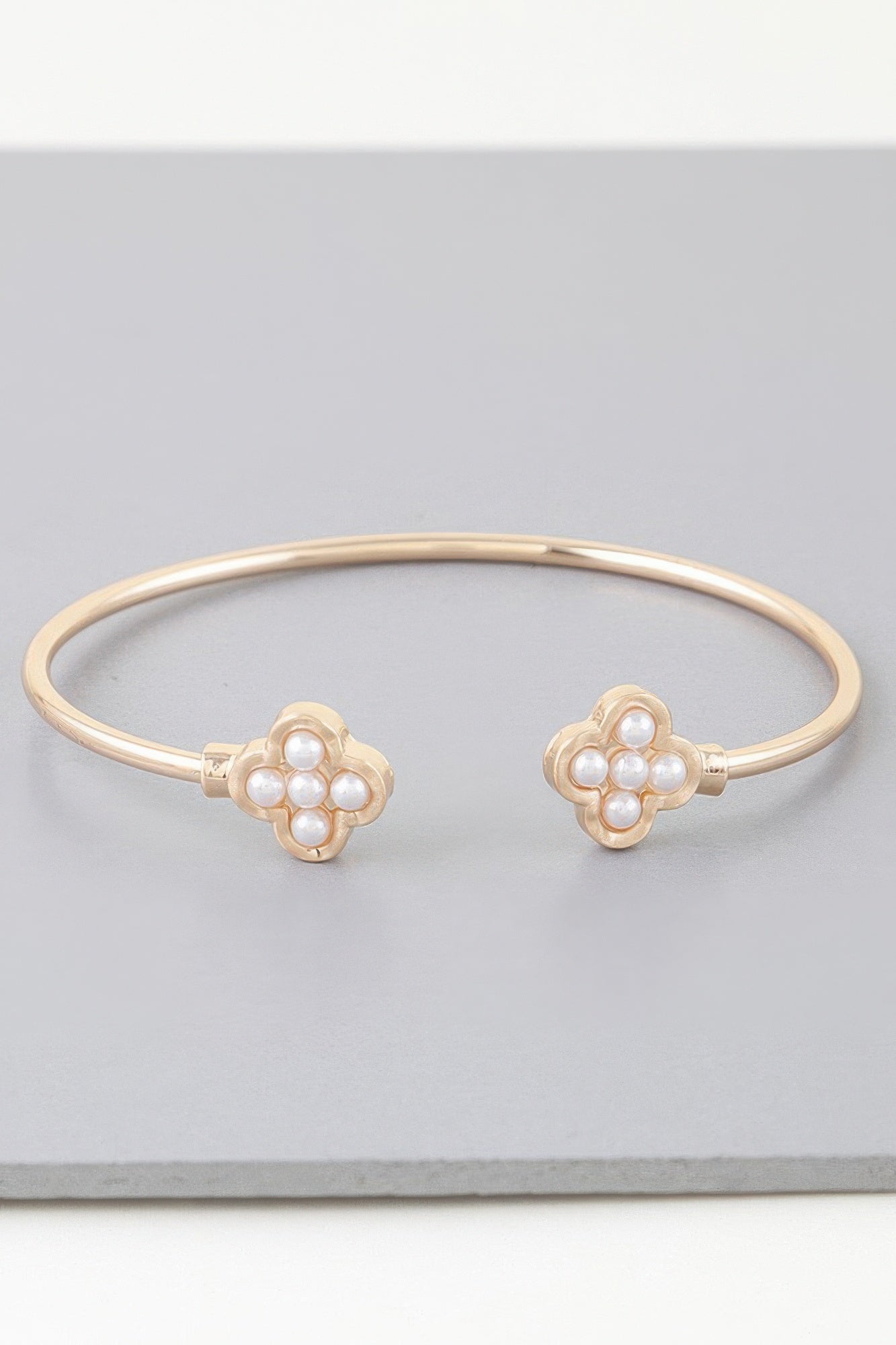 Open Pearled Clover Bracelet