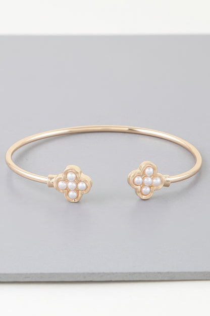 Open Pearled Clover Bracelet