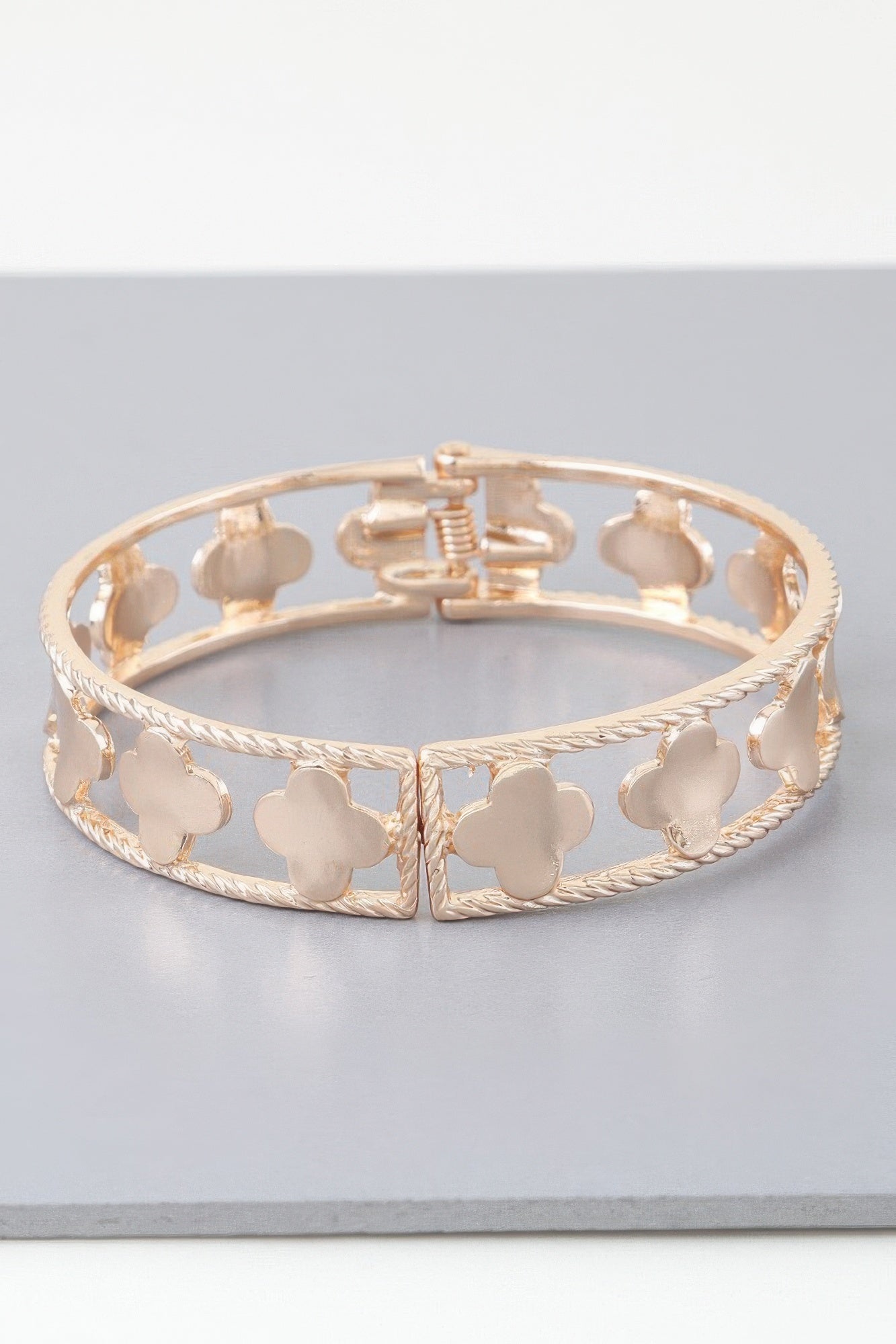 Twisted Open Clover Cuff Bracelet