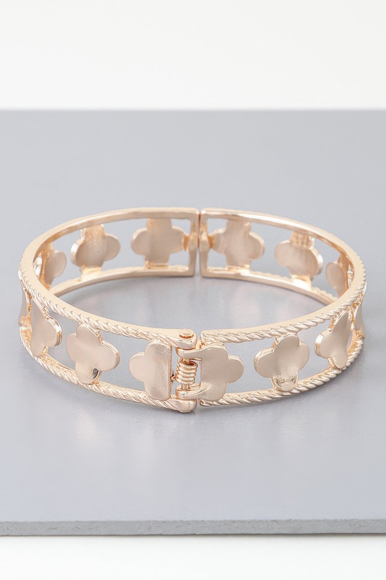 Twisted Open Clover Cuff Bracelet