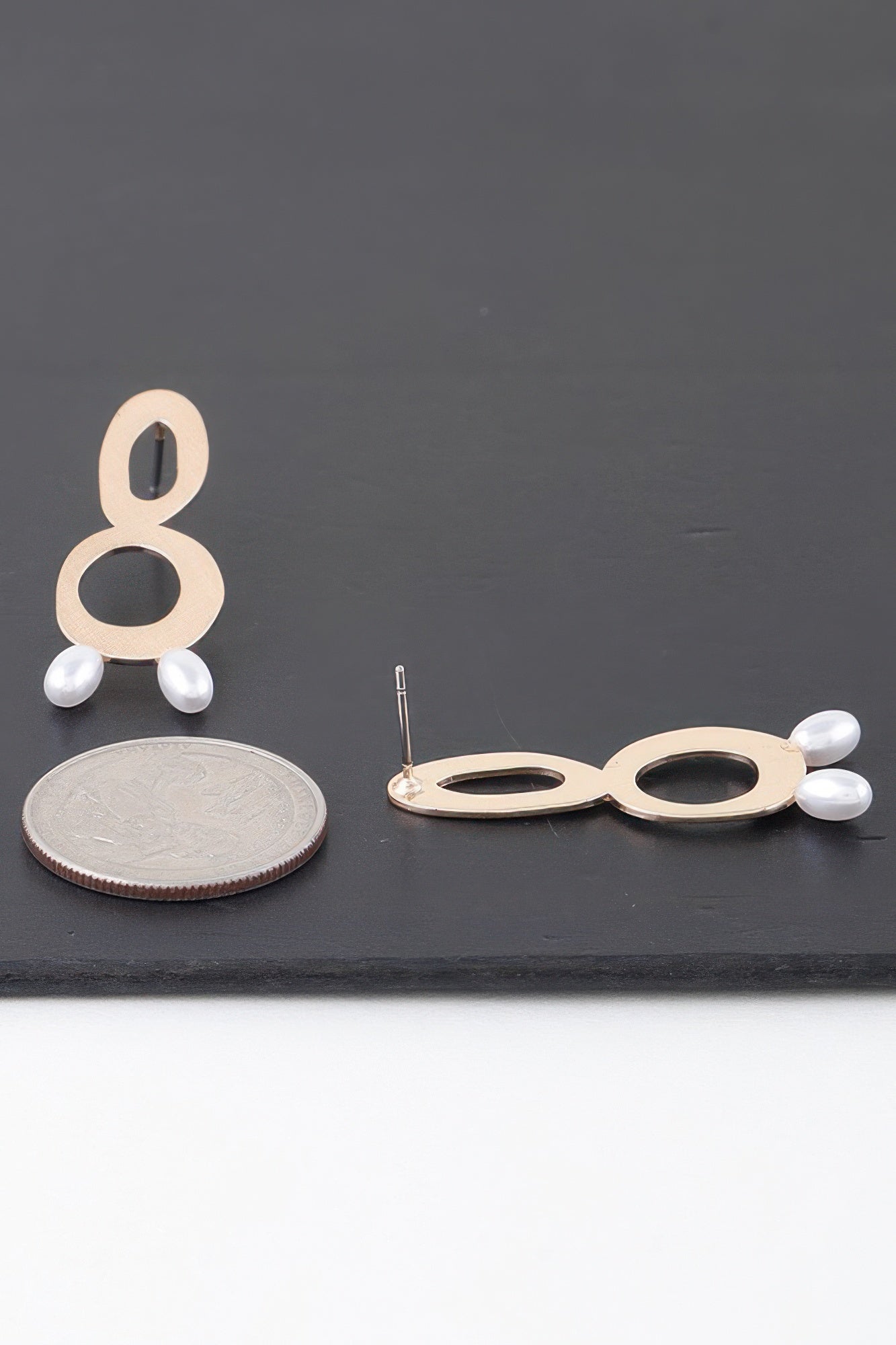 Open Abstract Pearl Drop Earrings