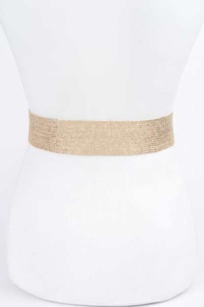 Metallic Stretch Belt W/pearl Metal Bucklt