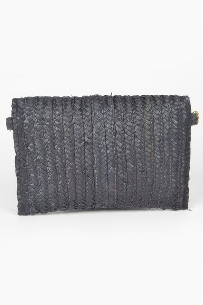 Straw Pom Pom Flap Bag