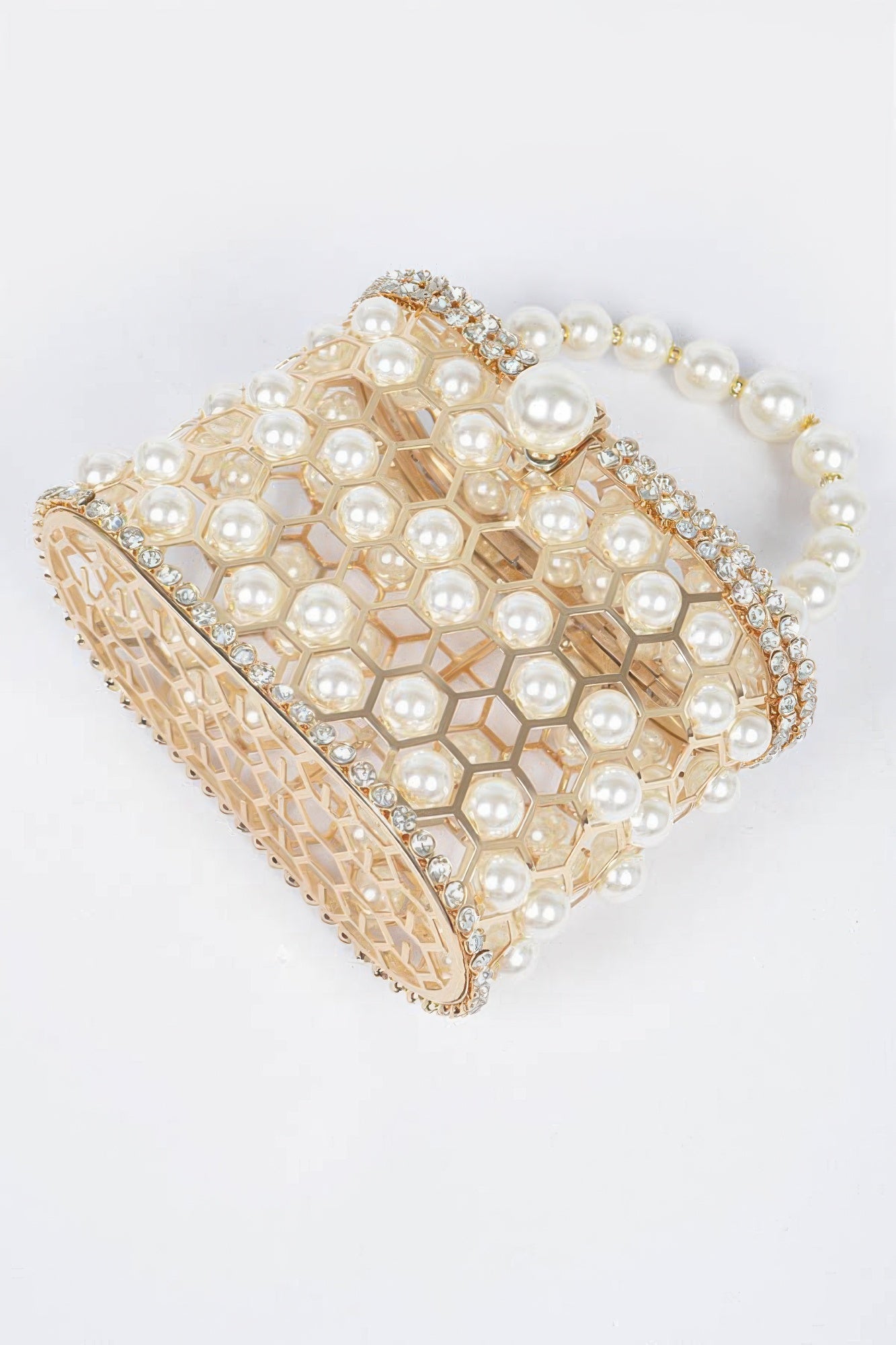 Faux Pearl Mesh Party Clutch