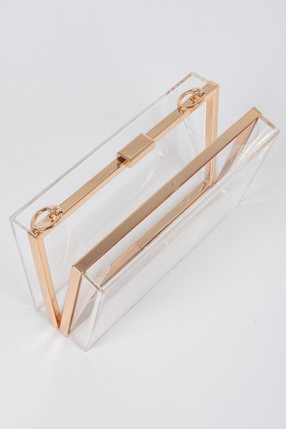 Pearl Handle Transparent Frame Clutch