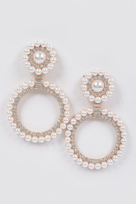 Faux Pearl&stone Dangle Earring