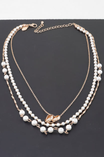 Triple Ring Beaded Necklace