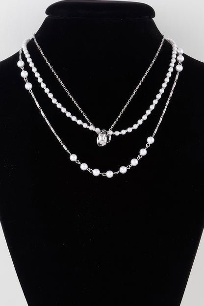 Triple Ring Beaded Necklace
