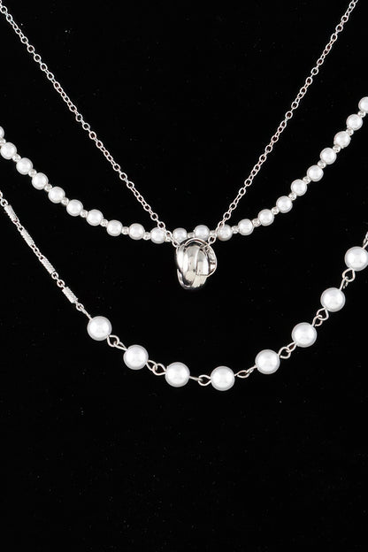Triple Ring Beaded Necklace