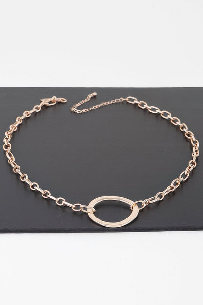 Hammered Hoop Chain Necklace