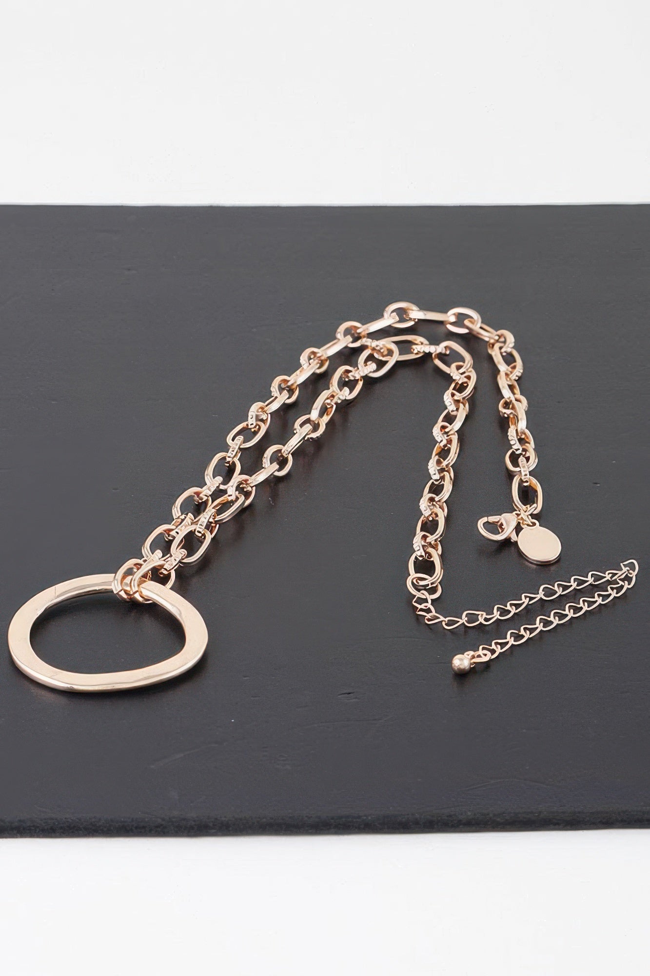 Hammered Hoop Chain Necklace
