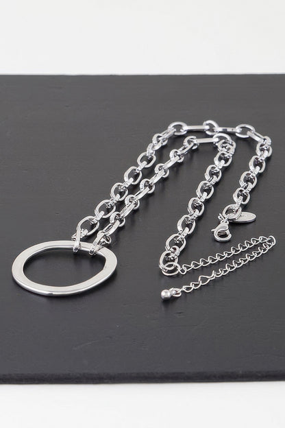 Hammered Hoop Chain Necklace