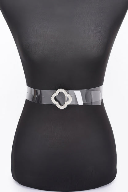 Rhinestone Metal Buckle Clear Belt