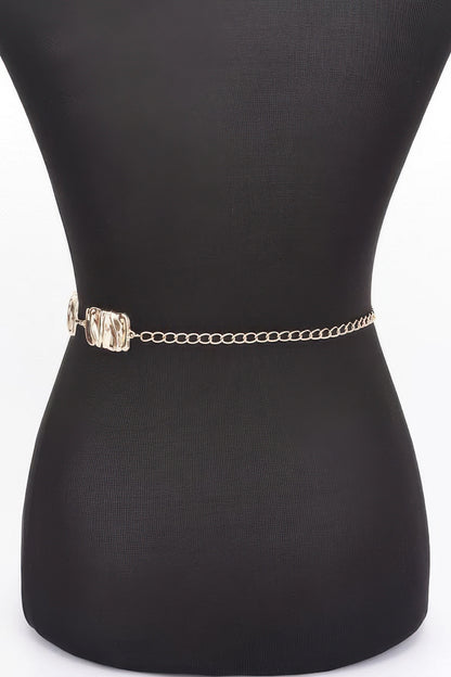 Hammered Metal Chain Belt