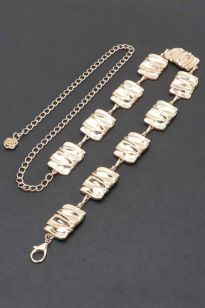 Hammered Metal Chain Belt
