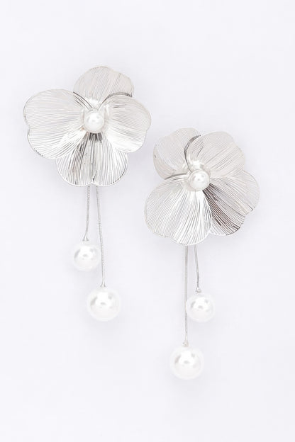 Faux Pearl Gold Plated Metal Earring