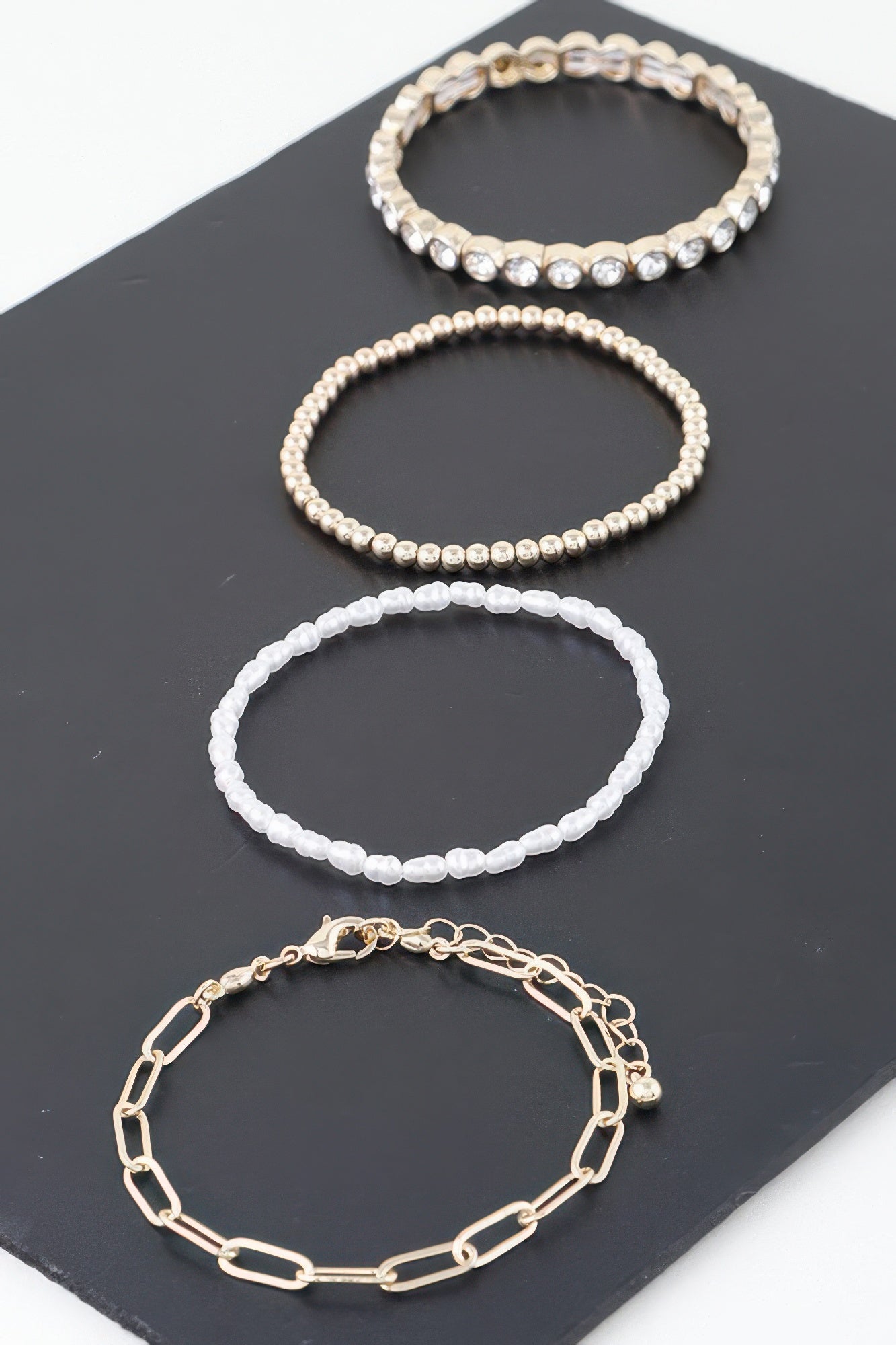 Triple Rhinestone Beaded Bracelet