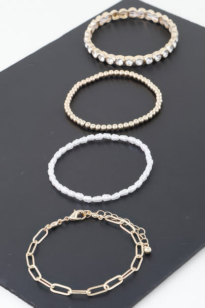 Triple Rhinestone Beaded Bracelet