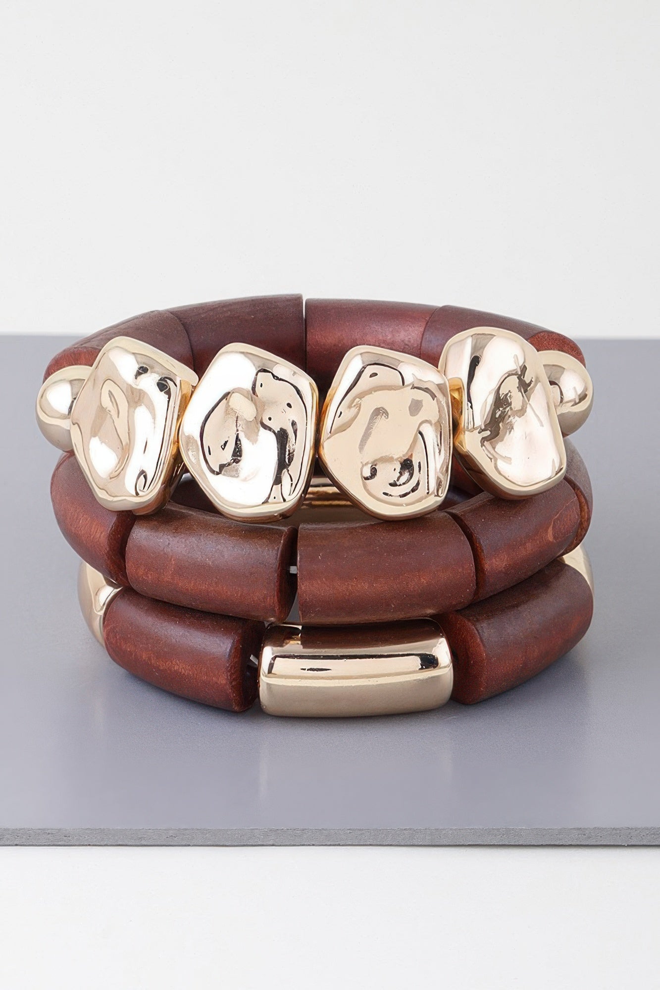 Multi Stone Wood Bracelet