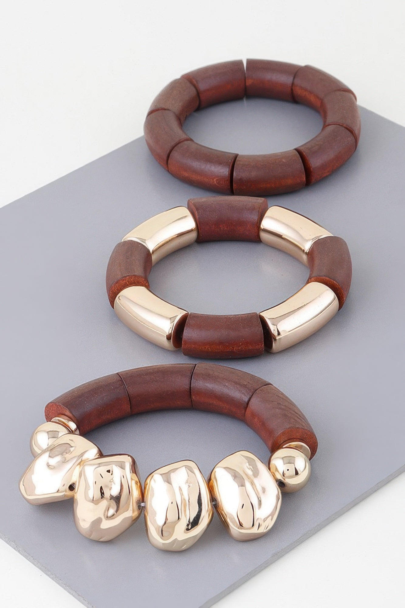 Multi Stone Wood Bracelet