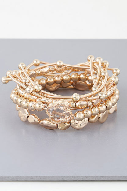 Multi Clover Coil Beaded Bracelet
