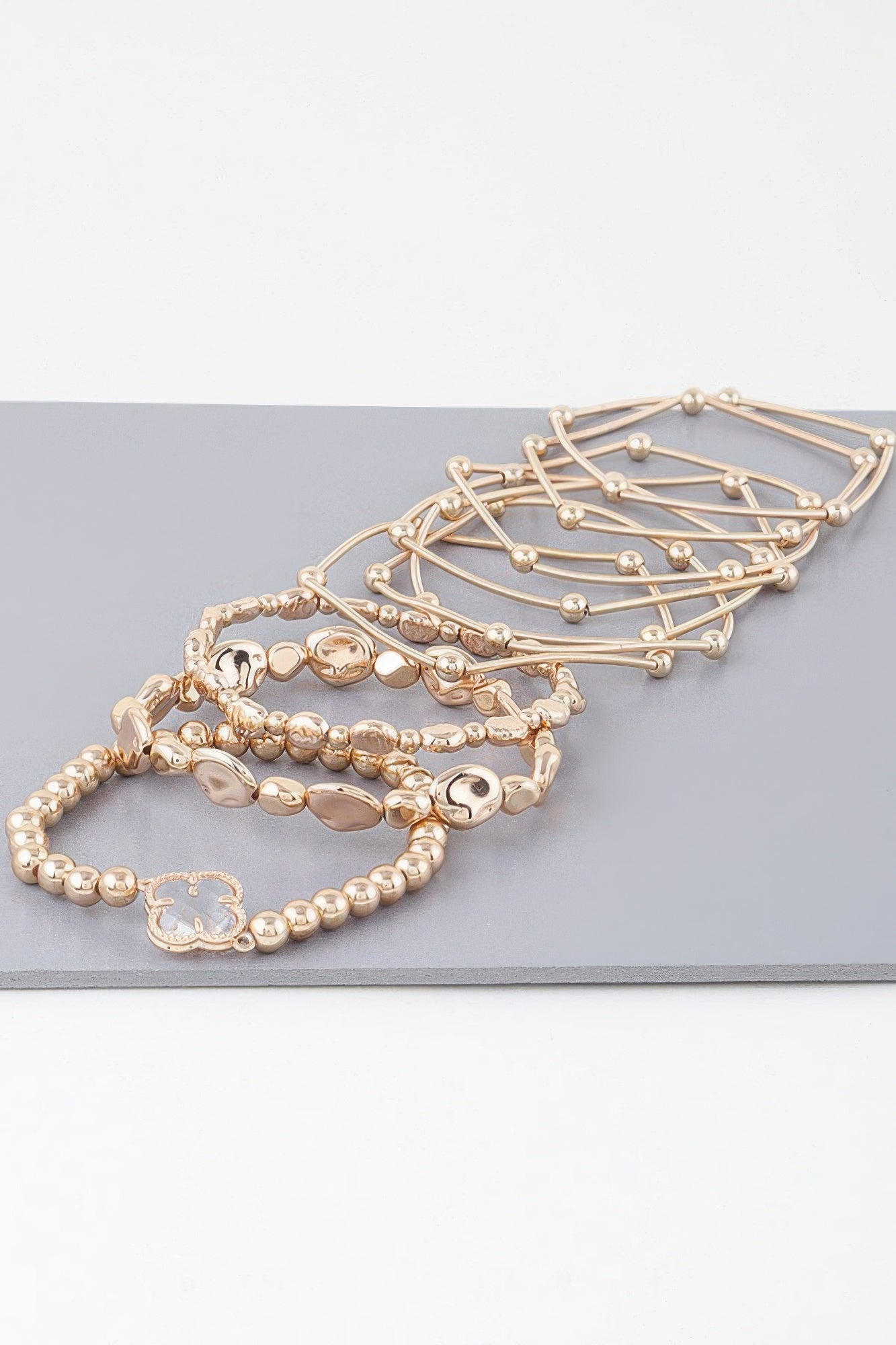Multi Clover Coil Beaded Bracelet
