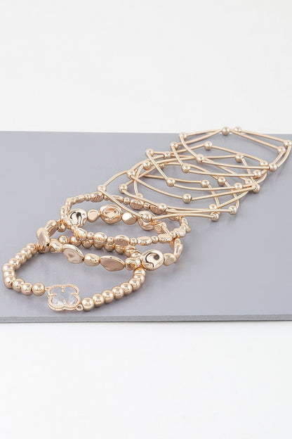 Multi Clover Coil Beaded Bracelet