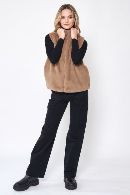 Solid Faux Fur Vest