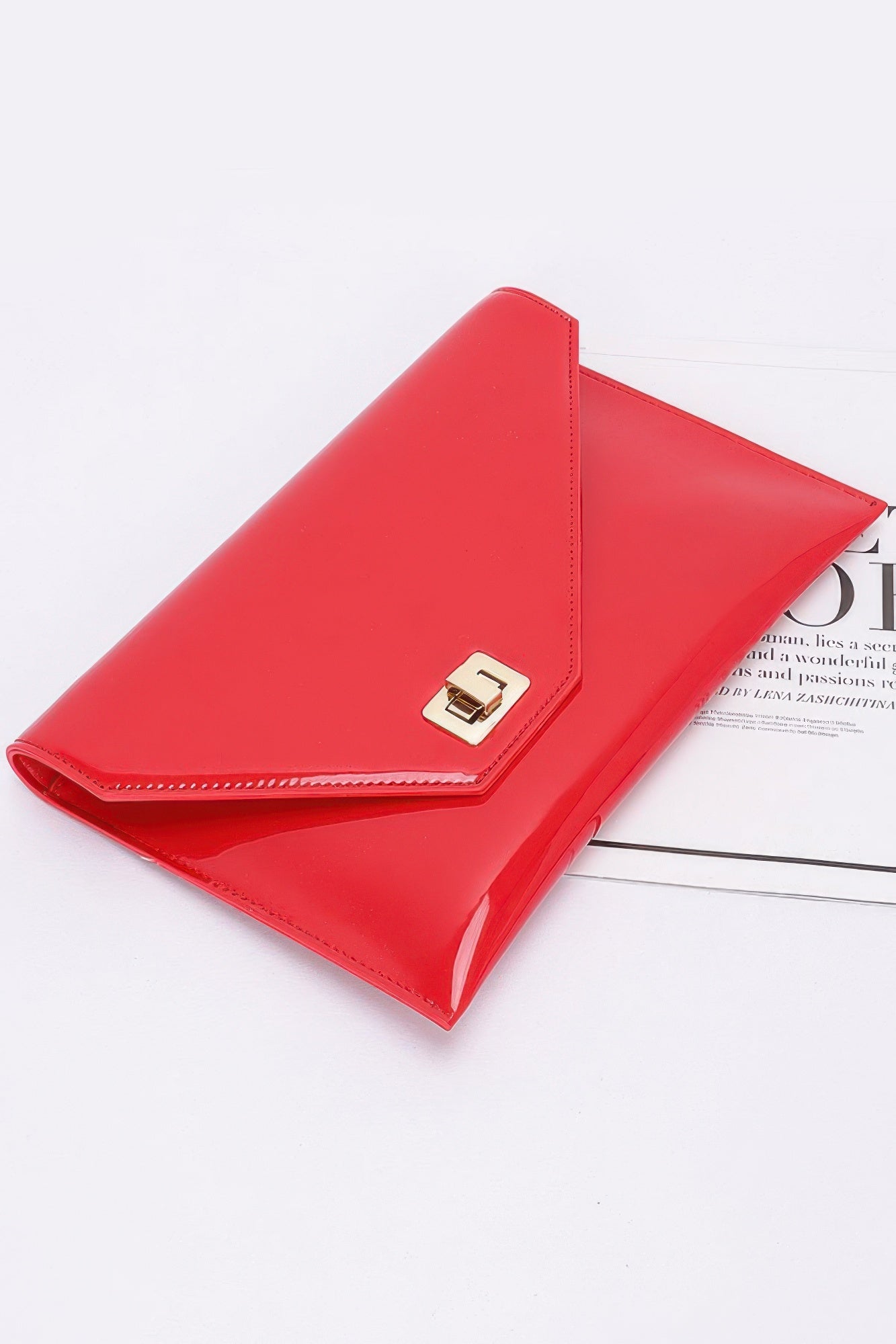 Enamel Envelope Clutch