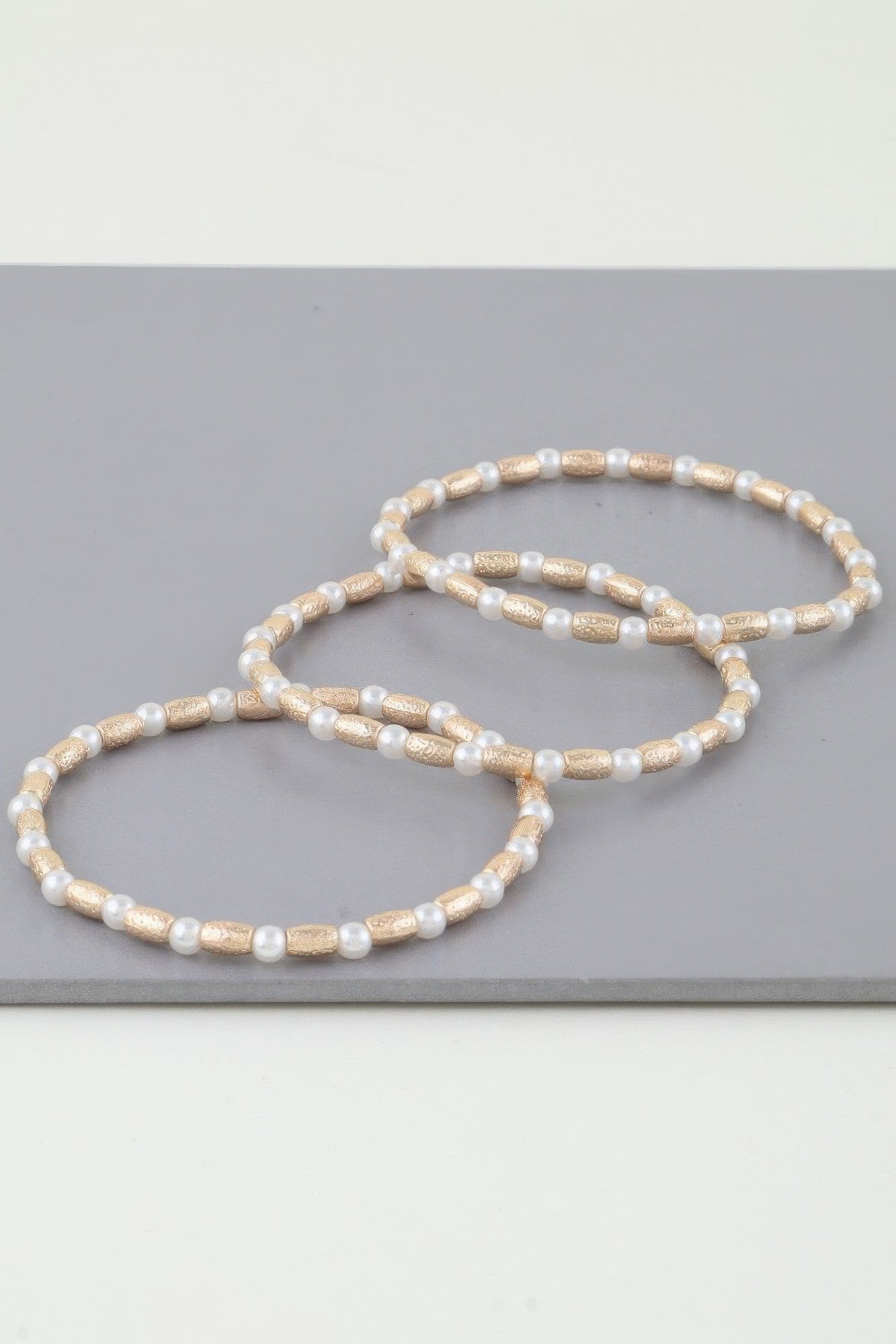 Triple Pillar Pearl Beaded Bracelet