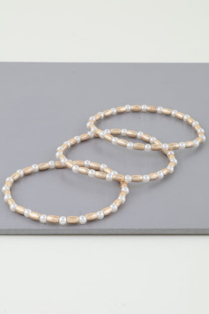 Triple Pillar Pearl Beaded Bracelet