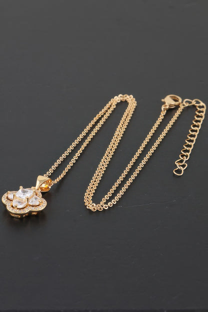 Bejeweled Cubic Zirconia Clover Necklace