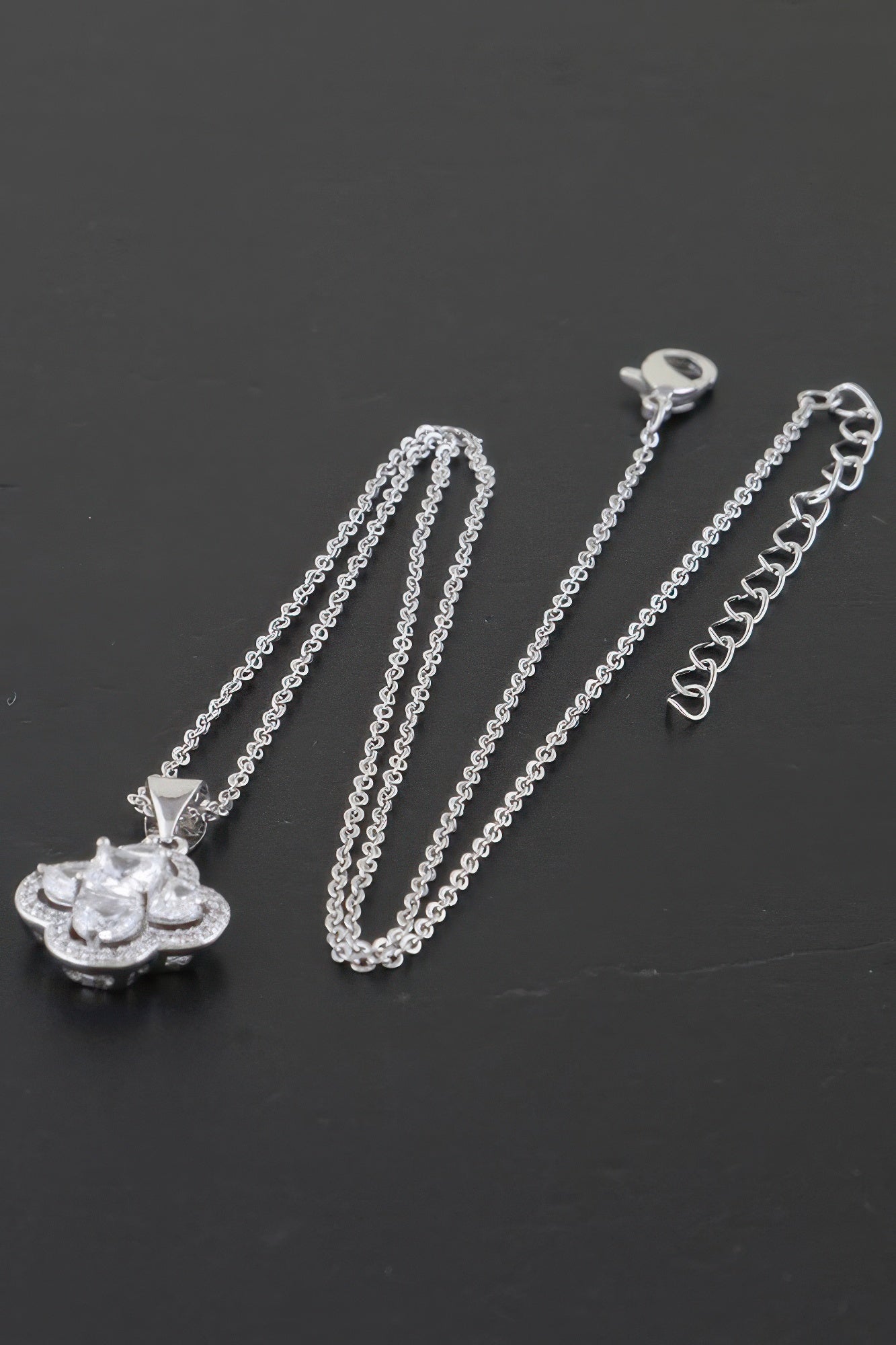 Bejeweled Cubic Zirconia Clover Necklace