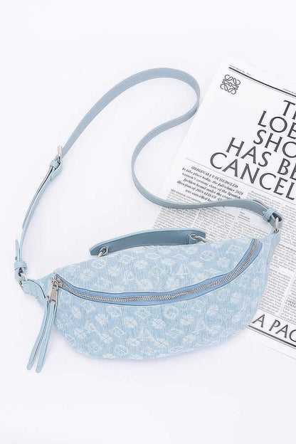 Embossed Denim Crossbody Bag