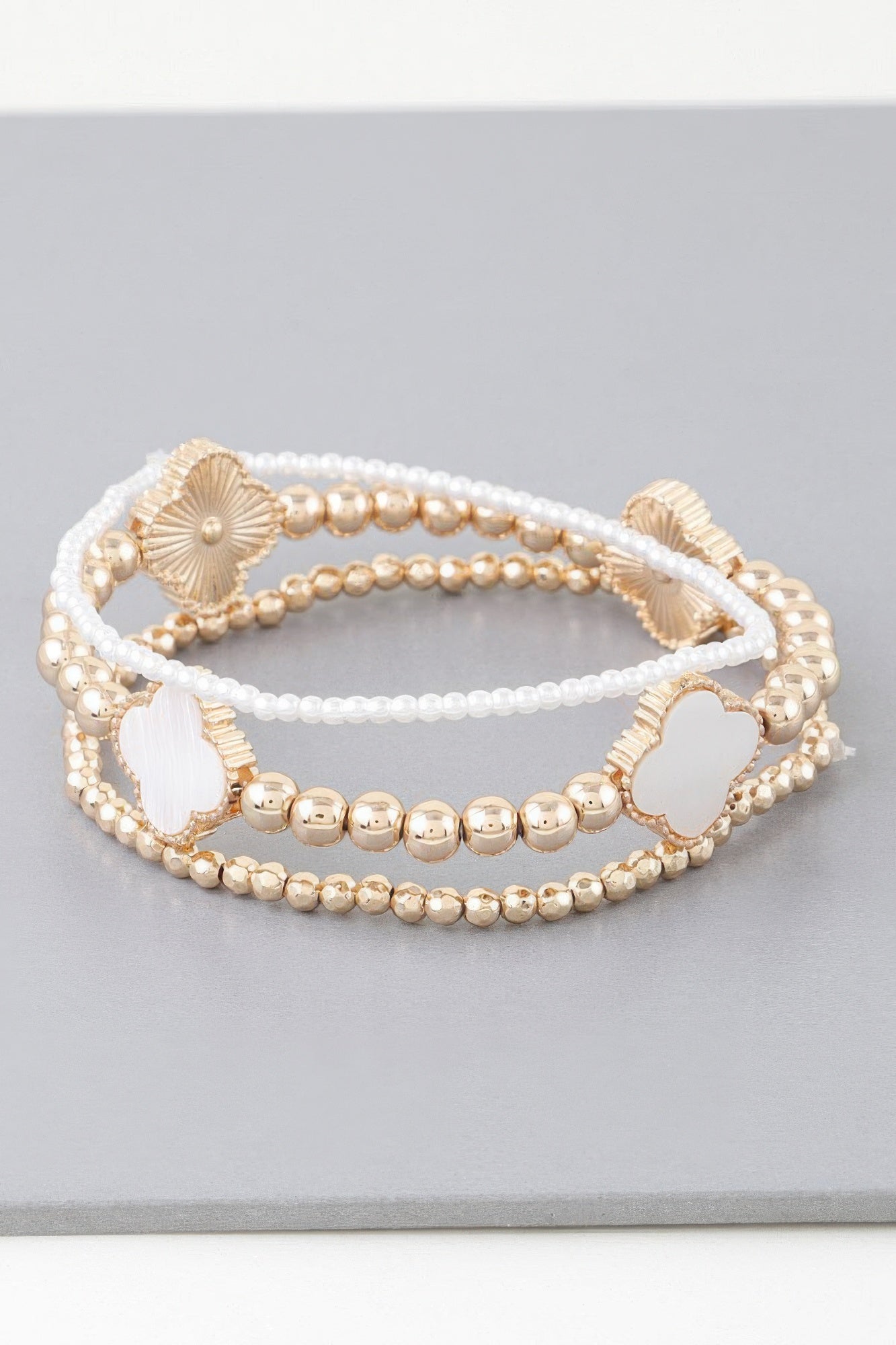 Triple Stone Marble Beaded Bracelet