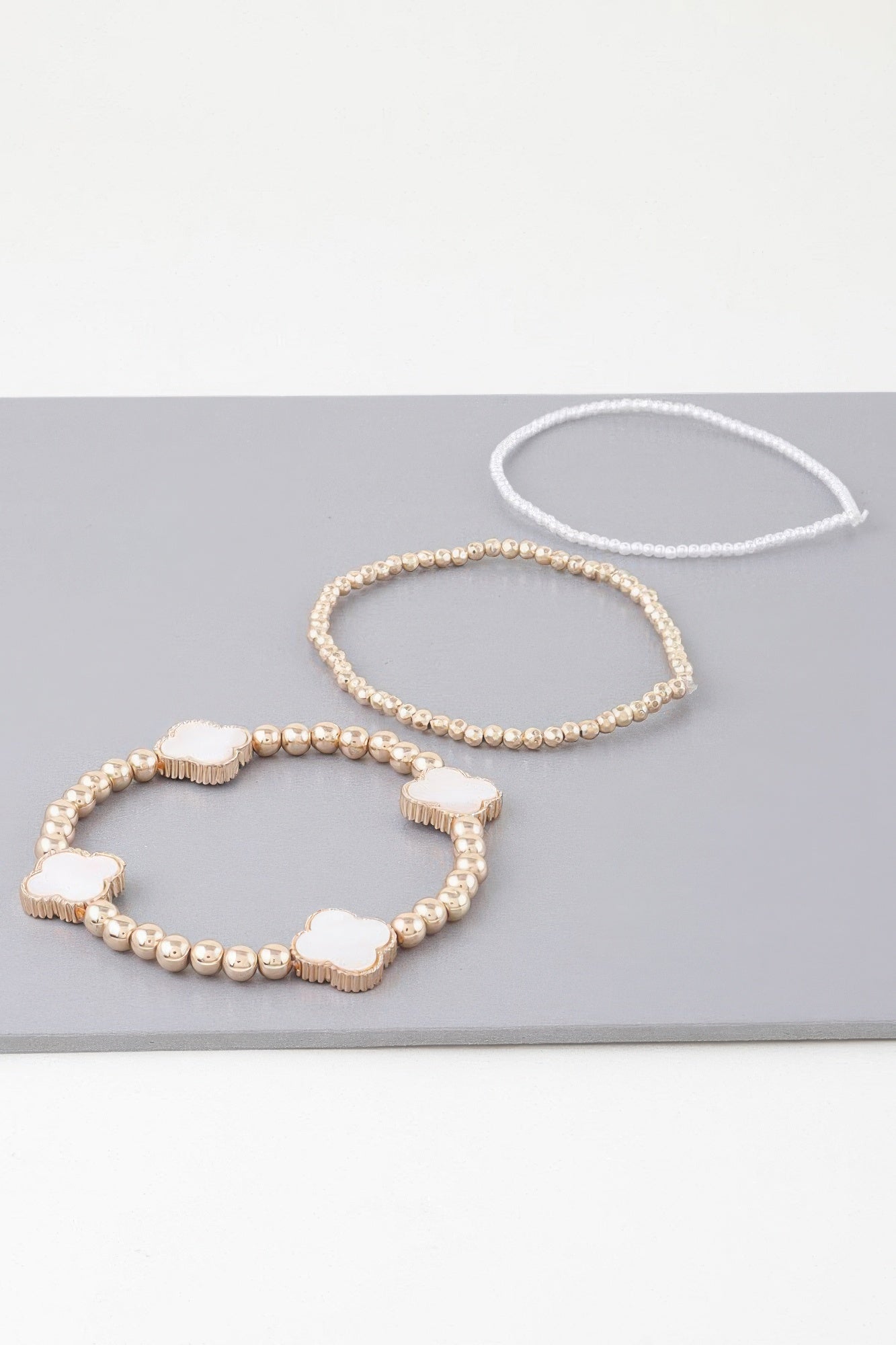 Triple Stone Marble Beaded Bracelet