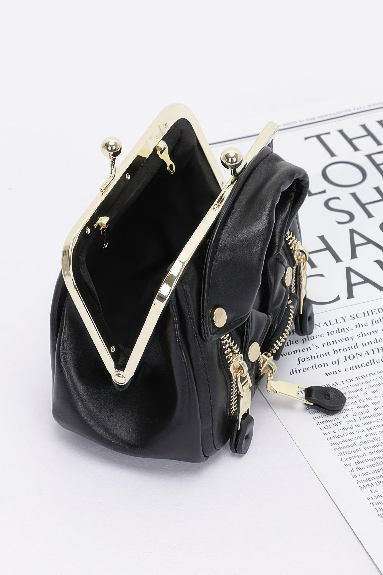Faux Leather Jacket Style Crossbody Bag