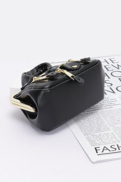 Faux Leather Jacket Style Crossbody Bag