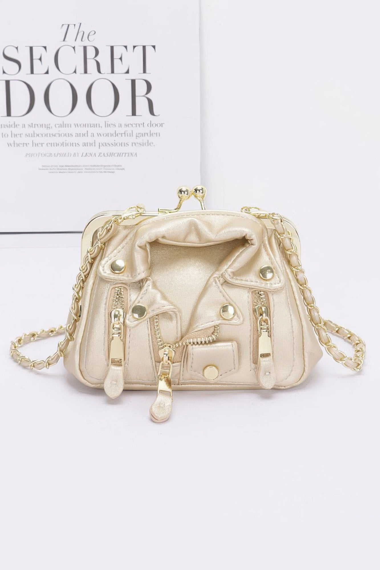 Faux Leather Jacket Style Crossbody Bag
