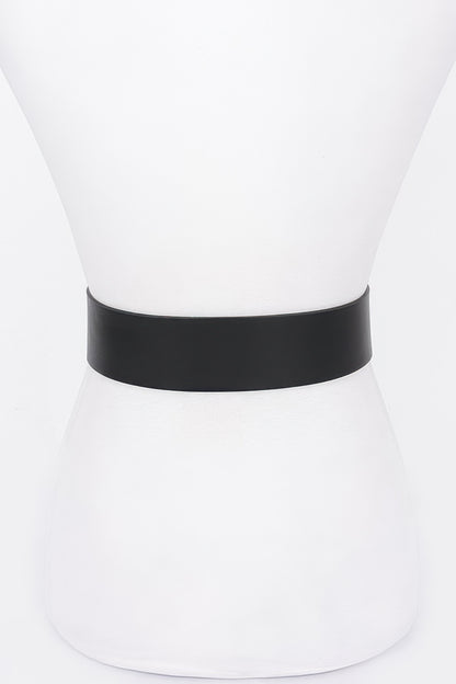 Rhinestone Metal Buckle Metallic Stretch Belt