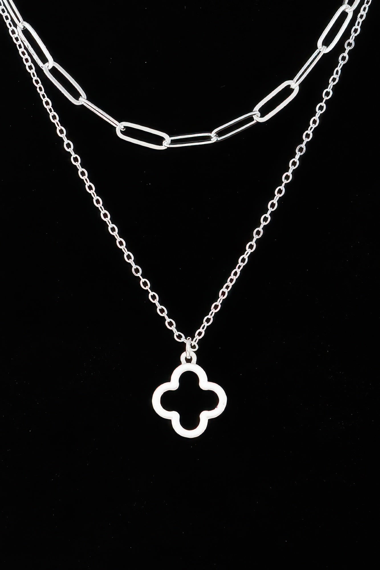 Double Open Clover Chain Necklace