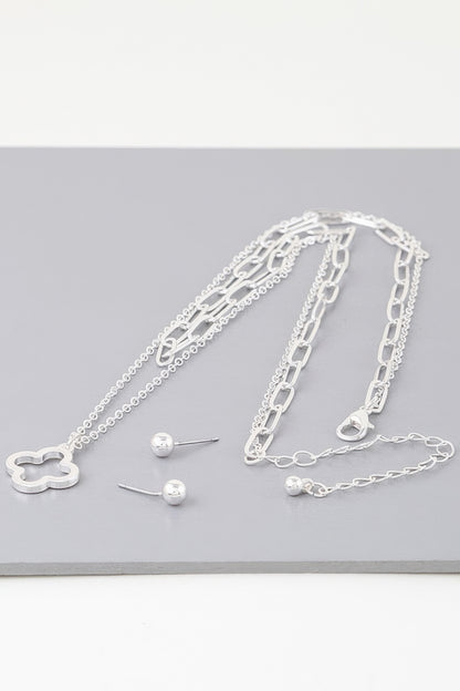 Double Open Clover Chain Necklace