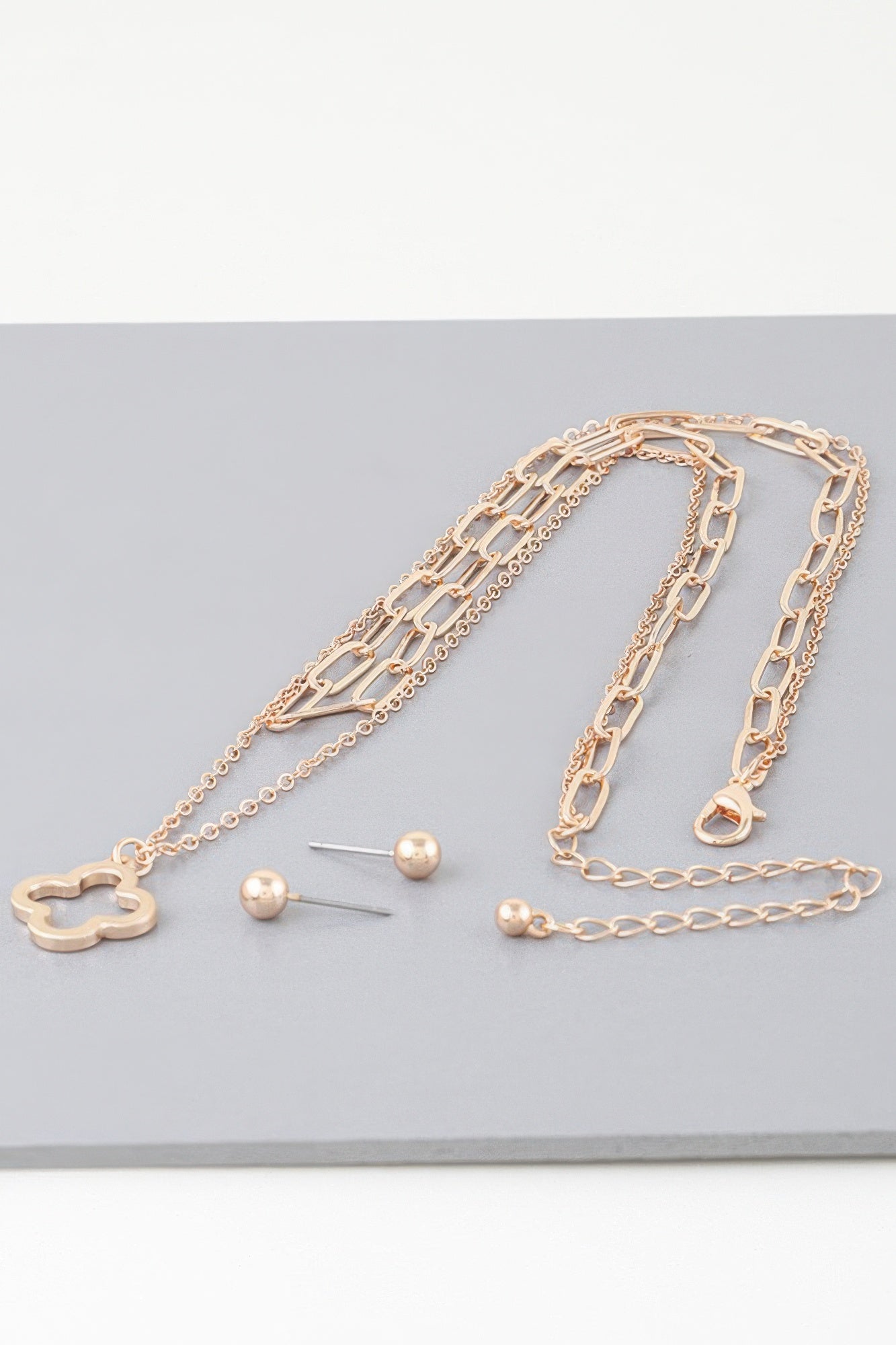Double Open Clover Chain Necklace