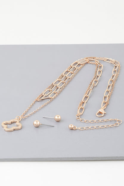 Double Open Clover Chain Necklace
