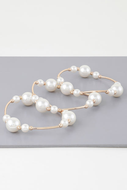Triple Multi Pearl Wire Bracelet