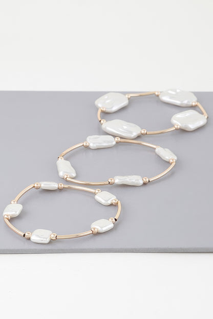 Multi Abstract Pearl Stone Tube Bracelet
